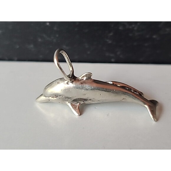 925 Sterling Silver Dolphin Pendant Vintage - Picture 2 of 10